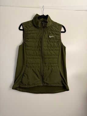 Nike Olive Green Quilted Active Vest with Reflective Swoosh